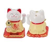 Lucky Waving Cat Light Induction Plastic Chinese Welcome Cat Ornament for Home Cars, Office Desks, Window, Car Dashboard, Home Furnishing, Restaurants, Hotels, Cafes