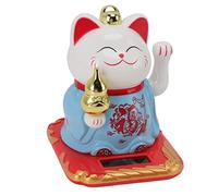 Lucky Waving Cat, Lucky Cat with Waving Arm Solar Powered Fortune Cat Maneki Neko Lucky Cat Vivid Lovely Chinese Welcome Cat Statue Feng Shui Decor for Home Cars (Blue)