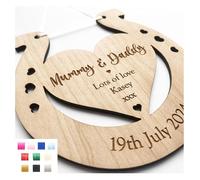 Lucky Wedding Horseshoe Wooden For Wedding Marriage Token Bride And Groom Husband And Wife To Celebrate The Happy Day For Years To Come (Mummy & Daddy)