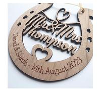 Lucky Wedding Wooden Horseshoe For The Bride And Groom To Remember Their Special Day For Years To Come (Personalised Mr & Mrs)