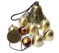 Lucky Wind Chimes Fengshui Dragon Bell - 6 Copper Alloy Bells Hanging Wind Chime for Home Garden - Good Luck Blessing