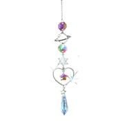 Lucky Wind Chimes, Wind Chimes, Crystal Wind Chime Moon Sun Catcher Prisms Rainbow Hanging Outdoor Garden Decor Silver(Sliver-1)