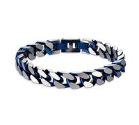 LUCKY2+7 Mens Bracelets-Cuban Chain Bracelet for Men Stainless steel Fold Over Clasp, B-blue