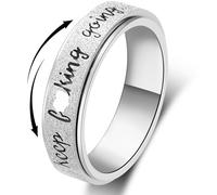 LuckyAmor Fidget Ring for Women Anxiety - Personalized Inspirational Mantra Stainless Steel Silver Black Rainbow Rose Gold Spinner Ring for Men Women Friends Gift, 7, Metal, No Gemstones