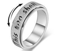 LuckyAmor Fidget Spinner Ring for Women - THIS TOO SHALL PASS Stainless Steel 18K Gold Plated Anxiety Rotating Inspirational Ring for Stress Relief, Thumb Hope Rings Jewelry Gift for Women Men