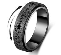 LuckyAmor Women Anxiety Fidget Ring: Personalized Motivational Mantra Stainless Steel Silver Black Rainbow Rose Gold Rotating Ring for Men Women Friends Encouragement Gift, 10, Metal, No Gemstone