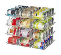 Luckyan Can Organiser Storage for Fridge,Adjustable Height and Width Canned Goods Organisers, Soup Can Organizer Rack Holds to 48 Cans Food Dispenser Holder for Pantry,Kitchen Cupboard,4 Tier(3 * 4)