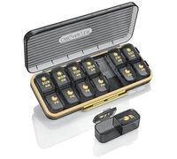 Luckyan Weekly Pill Box Organiser 7 Day 2 Times a Day, AM PM Pill Dispenser with 7 Detachable Daily Pill Containers, Portable Tablet Organiser for Vitamins, Fish Oils, Supplements - Black