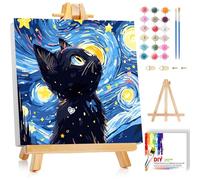 luckyarina Paint by Numbers Children with Frame - Cat Painting by Numbers Children's Canvas Oil Painting, Animals Paint by Numbers with Gift Box DIY from 5 6 7 8 9 Years Girls Craft Set Gift 20 x 20