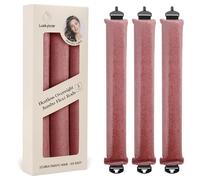 Luckybear Heatless Hair Curlers, 3pcs Satin Jumbo Flexi Rods for All Hair Types, Overnight Sleeping Curls Styling Tools, Dark Pink