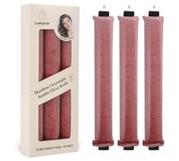 Luckybear Heatless Hair Curlers, 3pcs Satin Jumbo Flexi Rods for All Hair Types, Overnight Sleeping Curls Styling Tools, Dark Pink