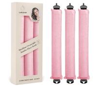 Luckybear Jumbo Heatless Hair Curler, 3pcs Pink Satin Flexi Rods - Heatless Curls, Soft Velvet Overnight Sleeping Curls Styling Tools for All Hair Types