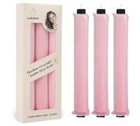 Luckybear Jumbo Heatless Hair Curler, 3pcs Pink Satin Flexi Rods - Heatless Curls, Soft Velvet Overnight Sleeping Curls Styling Tools for All Hair Types