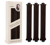 Luckybear Jumbo Heatless Hair Curler, 3pcs Satin Flexi Rods for All Hair Types, Heatless Overnight Curls Styling Tools, Soft Velvet Satin Brown