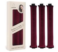 Luckybear Jumbo Heatless Hair Curler, 3pcs Soft Satin Flexi Rods for All Hair Types, No Heat Overnight Curls Styling Tools Wine