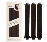 Luckybear Overnight Heatless Hair Curler Jumbo, 3pcs Satin Flexi Rods for All Hair Types, Heatless Overnight Curls Styling Tools, Soft Velvet Satin Brown