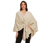 LuckyBelle Cross Front Shawl Wraps for Women Soft Warm Casual Travel Shawls Poncho Sweater Cape, Barley Twist, One size