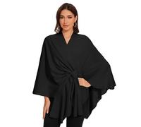 LuckyBelle Cross Front Shawl Wraps for Women Soft Warm Wedding Travel Shawls Poncho Sweater Cape, Black, One size