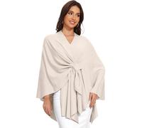 LuckyBelle Shawl Wraps for Women Cross Front Poncho Sweater Knitted Cape Soft Warm Elegant for Fall Winter Spring Wedding, Apricot Beige, One Size