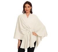 LuckyBelle Shawl Wraps for Women Cross Front Poncho Sweater Knitted Cape Soft Warm Elegant for Fall Winter Spring Wedding, White, One Size