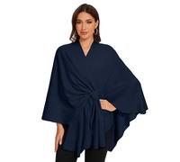 LuckyBelle Shawl Wraps for Women Cross Front Poncho Sweater Knitted Cape Soft Warm Elegant for Fall Winter Spring Wedding, Dark Slate Blue, One size
