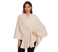 LuckyBelle Shawl Wraps for Women Cross Front Poncho Sweater Knitted Cape Soft Warm Elegant for Fall Winter Spring Wedding, Apricot Beige, One Size