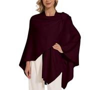LuckyBelle Women's Crossover Shawl Wraps Open Front Poncho Cape Elegant Loop Shawls Travel Shawls for Fall Winter, Burgundy, One Size
