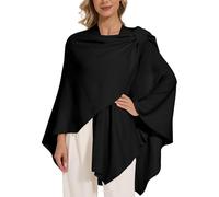 LuckyBelle Women's Crossover Shawl Wraps Open Front Poncho Cape Elegant Loop Shawls Travel Shawls for Fall Winter, Black, One Size