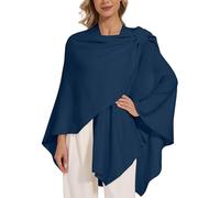 LuckyBelle Women's Crossover Shawl Wraps Open Front Poncho Cape Elegant Loop Shawls Travel Shawls for Fall Winter, Dark Slate Blue, One Size