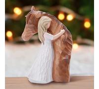 LUCKYBUNNY Guardian Angel Statues - Hand-Painted Girl Embracing Horse, Horse Lover & Cowgirl Gifts, Remembrance & Birthday
