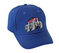LUCKYBUNNY Kids Baseball Cap Cute Fire Engine Embroidered Boys Girls Adjustable Hat Washed Baseball Caps for Outdoor, A-Monster Truck (Blue), 3-8 Years
