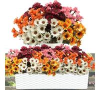 LuckyCao 5 Bunches Outdoor Artificial Flowers UV Resistant Artificial Plants 5 Colors Fake Daisies Flowers,No Fade Faux Flower For For Indoor Outdoor Autumn Decoration Wedding Garden Aesthetic