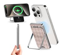 LUCKYDUO Slim Wireless Magnetic Power Bank, with Mag-safe Wallet/Foldable Stand 5,000mAh,Ultra Compact Mini Portable Charger with Phone Holder, Battery Pack Compatible with iPhone 15/14/13/12 Serie