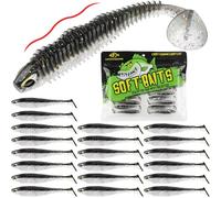 LUCKYFISHING Paddle Tail Swimbaits 20 PCS Fishing Lures Soft Plastic Lures for Trout Crappie Walleye Soft Baits for Bass Fishing Freshwater Saltwater 2.5 Inch