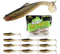 LUCKYFISHING Paddle Tail Swimbaits Soft Plastic Swimbaits Soft Baits for Bass Fishing Freshwater Saltwater Soft Plastic Baits Brown-2.5 inch-20pcs