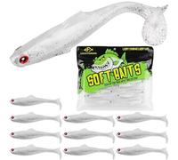 LUCKYFISHING Paddle Tail Swimbaits Soft Plastic Swimbaits Soft Baits for Bass Fishing Freshwater Saltwater Soft Plastic Baits White-2.5 inch-20pcs