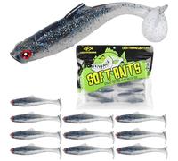 LUCKYFISHING Paddle Tail Swimbaits Soft Plastic Swimbaits Soft Baits for Bass Fishing Freshwater Saltwater Soft Plastic Baits Blue-3.5 inch-10pcs