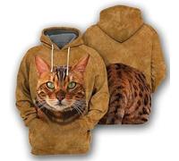 LuckyGGT 3D Printed Hoodie Men Long Sleeve Pullover Spring Autumn Street Cute Cat Pattern Hoodie Top
