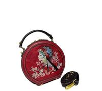 LuckyGGT Crossbody Bag Huadan Embroidery Vintage Shoulder Bag Spring Summer Small Round Bag Casual Commuting Women's Bag