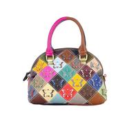 LuckyGGT Genuine Leather Cowhide Handmade Colorful Butterfly Flower Pattern Shell Bag Casual Trendy Shoulder Handbag