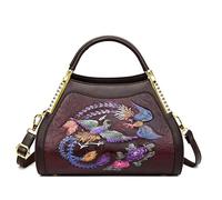 LuckyGGT Single Shoulder Bag for Women, Casual Versatile Retro Artistic National Style Handbag, Fashion Embossed Elegant Large Capacity Crossbody Bag