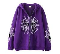 LuckyGGT Spider Web Zipper Women's Sweatshirt Street Fashion Spring Autumn Hoodie American Retro Casual Jacket