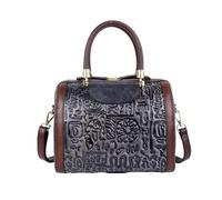 LuckyGGT Top Layer Cowhide Handbag Large Capacity Single Shoulder Crossbody Vintage Embossed Oracle Chinese Style Tote Bag