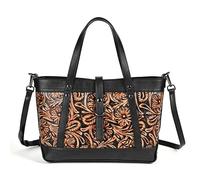 LuckyGGT Top Layer Cowhide Vegetable Tanned Leather Hand Carved Women's Bag Vintage Handbag Large Capacity Crossbody Tote Bag