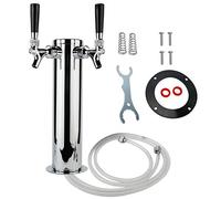 LuckyHigh Double Faucet Draft Beer Tower, Two Tap Stainless Steel Polished Beer Kegerator Tower with 3" Column for Home Brewing
