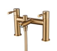 Luckyhome Bath Filler Mixer Tap Double Lever Chrome Solid Brass with Shower Hand