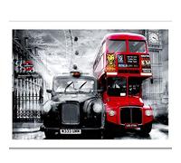 luckykyky 5D Diamond Painting Full Rhinestone Mosaic y Embroidery for Home Decor Cityscape London Taxi and Route Master Bus Round Diamond 3D Unframed 40x50cm