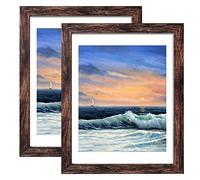 LUCKYLIFE 18x24 Frame in Rustic Brown, Gallery Frame for Wall Mounting, 2 Pack with Included Hanging Hardware
