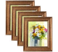 LUCKYLIFE 8x10 Picture Frame Set of 4, Rustic Bronze Picture Frames for Table or Wall Hanging