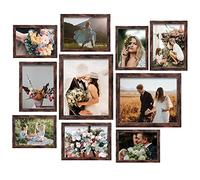 LUCKYLIFE Picture Frame Set 10-Pack, Gallery Wall Frame Collage with 8x10 5x7 4x6 Frames in Brown Finishes
